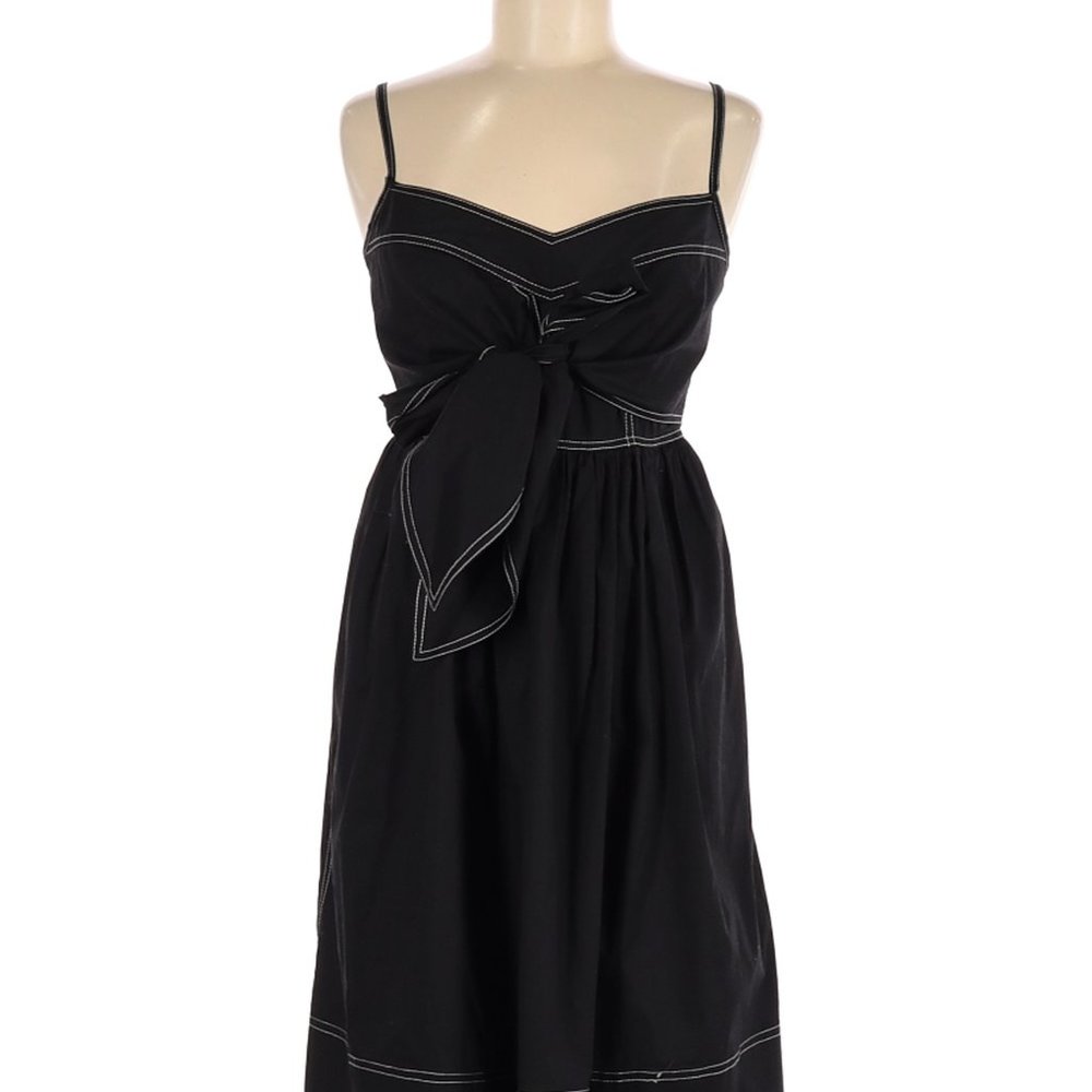 Charles Chang-Lima Dress BlackWhite Top Stitch Sleeveless Sz 8 #507